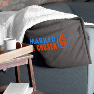Marked & Chosen Dark Grey with White Sherpa Premium Blanket