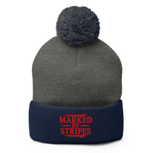 Marked by Stripes Pom Pom Beanie
